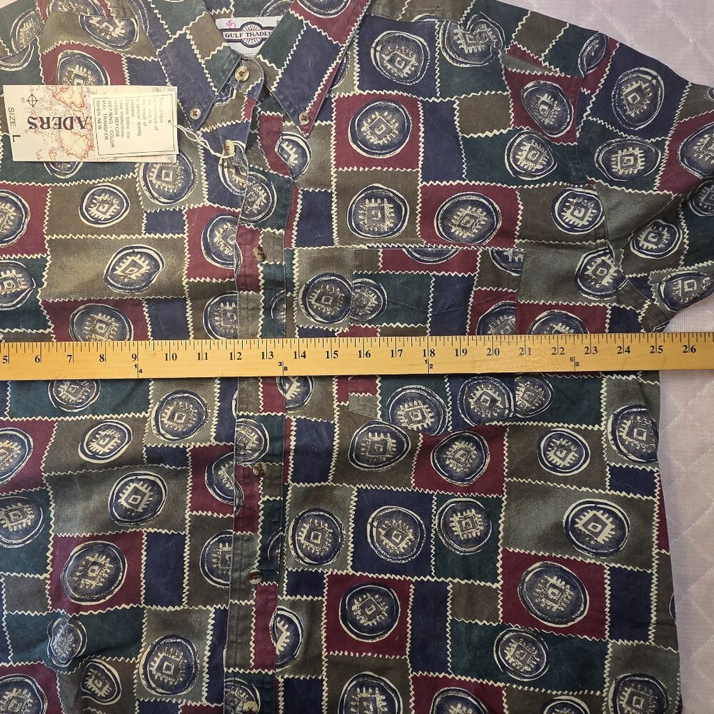 Gulf Traders Men's Large Long Sleeve Button Up Shirt Maroon/Green - Picture 11 of 13